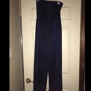NWOT JUMPSUIT SPARKLE BLUE/BLACK